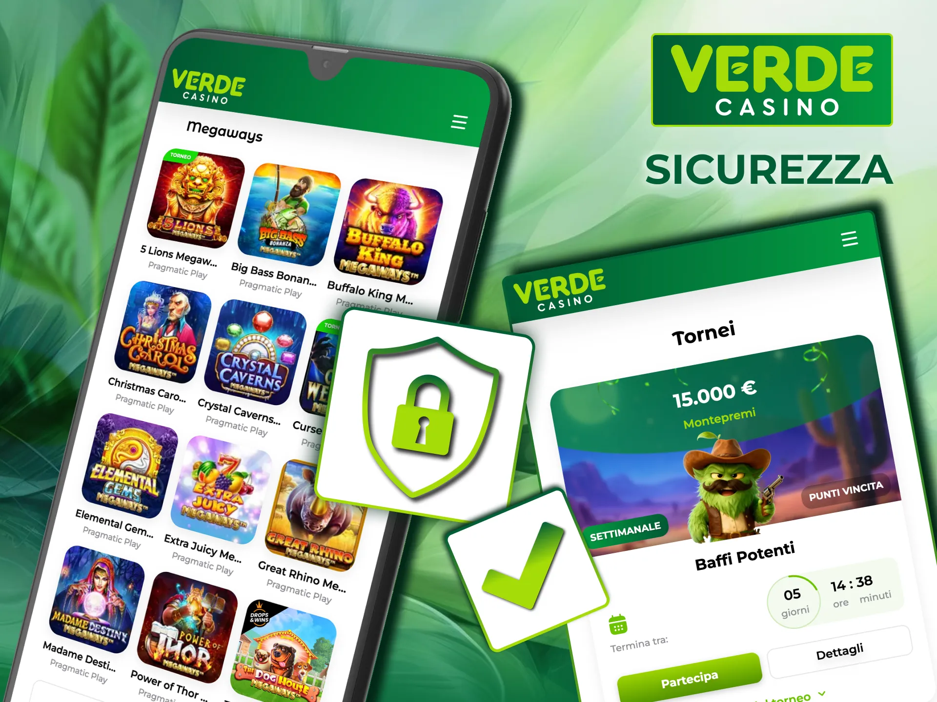 Verde Casino garantisce sicurezza con licenza ufficiale e crittografia SSL.
