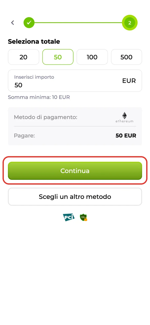 Conferma il versamento e attendi il bonus su Verde Casino.
